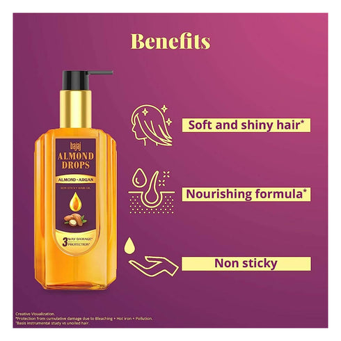 Bajaj Almond Drops Almond + Argan Hair Oil
